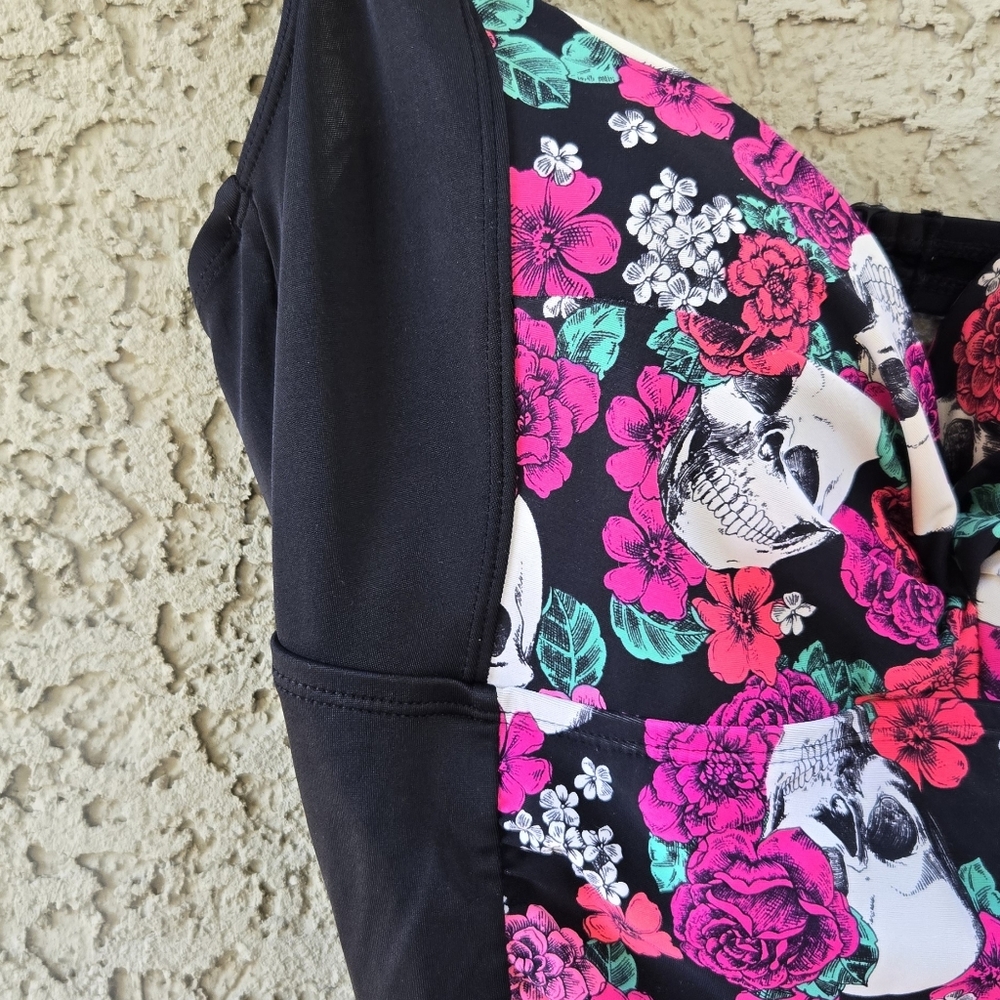Torrid Pink Skull Rose One Piece Swimsuit - Picture 3 of 10